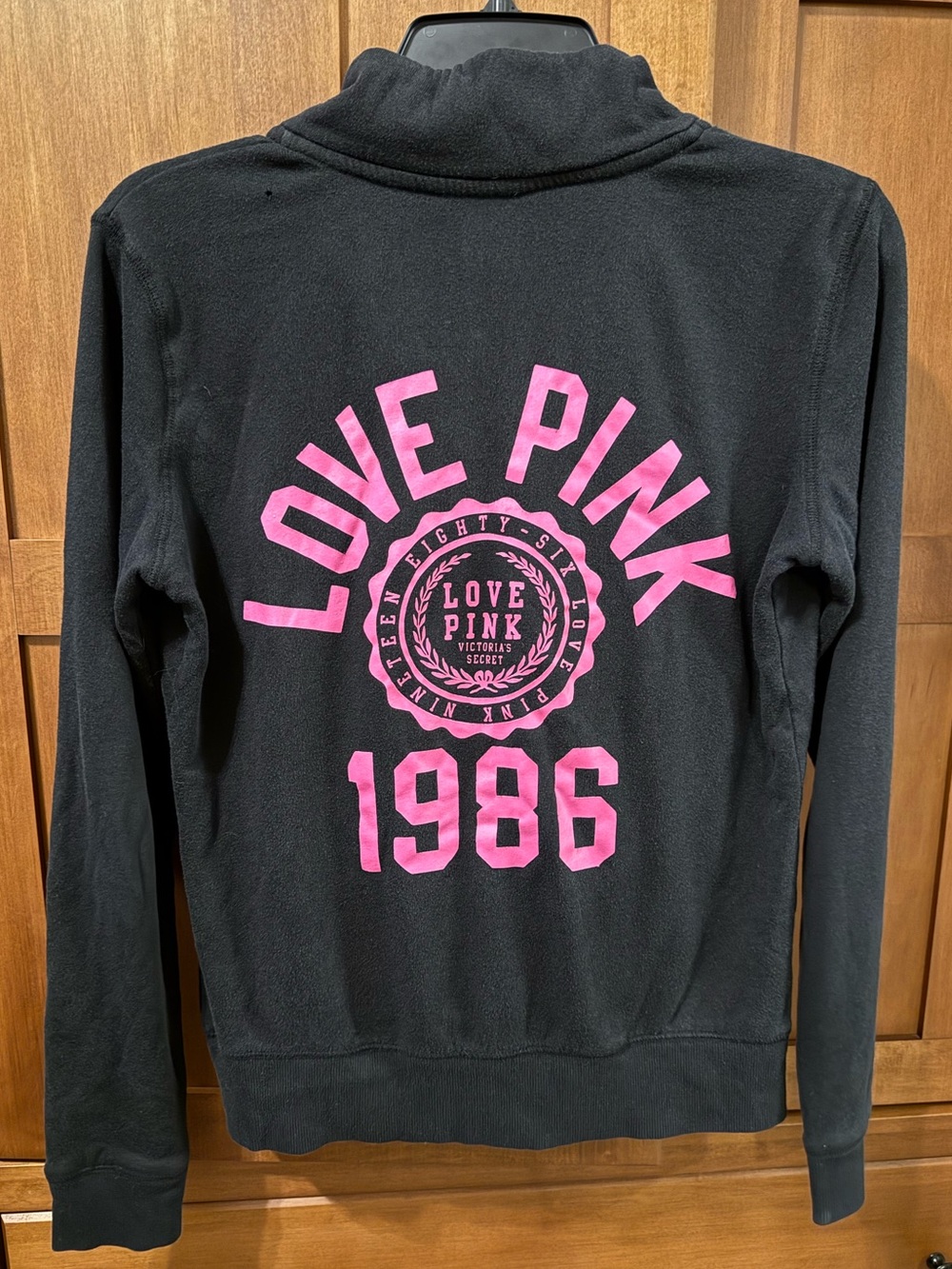 2012 Victoria's Secret PINK Half Zip Pullover Sweatshirt - XS Black/Pink Dog